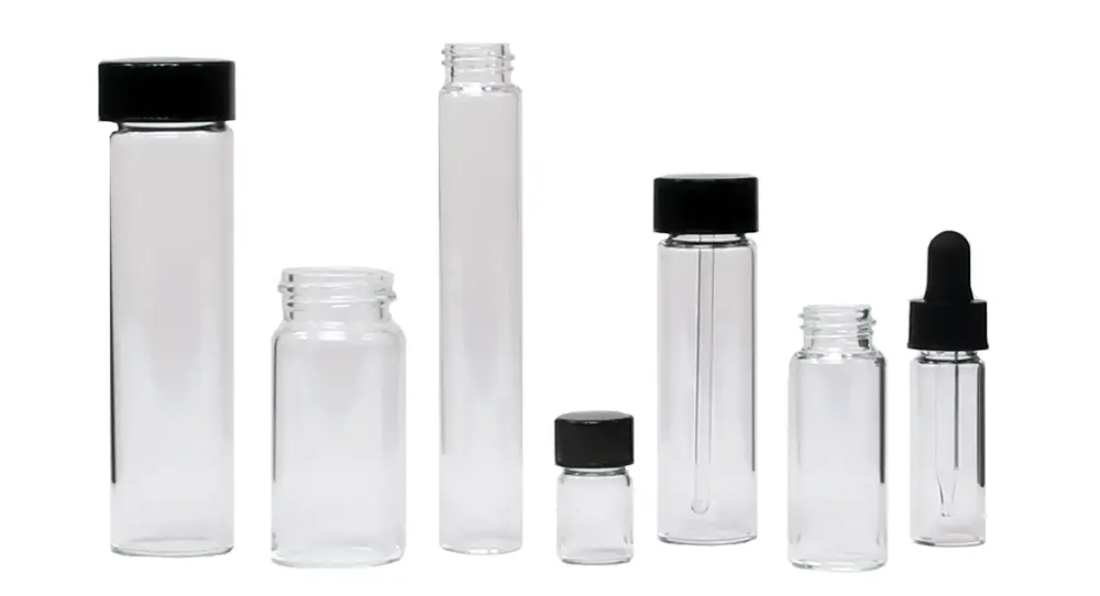 group of Clear Screw Thread Vials
